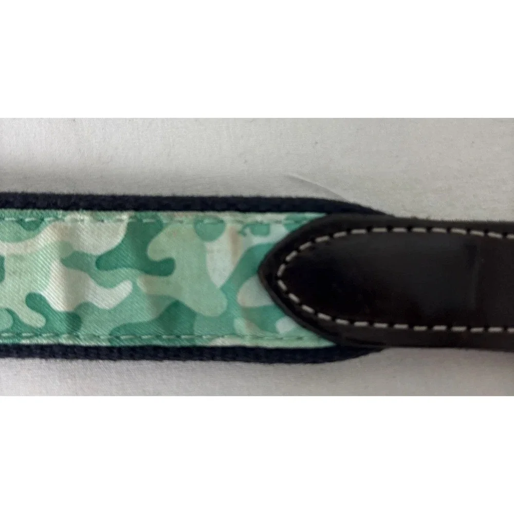 Vineyard Vines Belt Mens 28 Green Camouflage Cotton Leather Preppy Casual